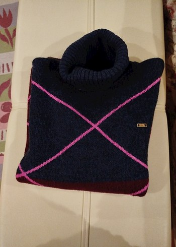 Bordo Lacivert Balıkçı Triko Kadın Kazak - Görsel 4