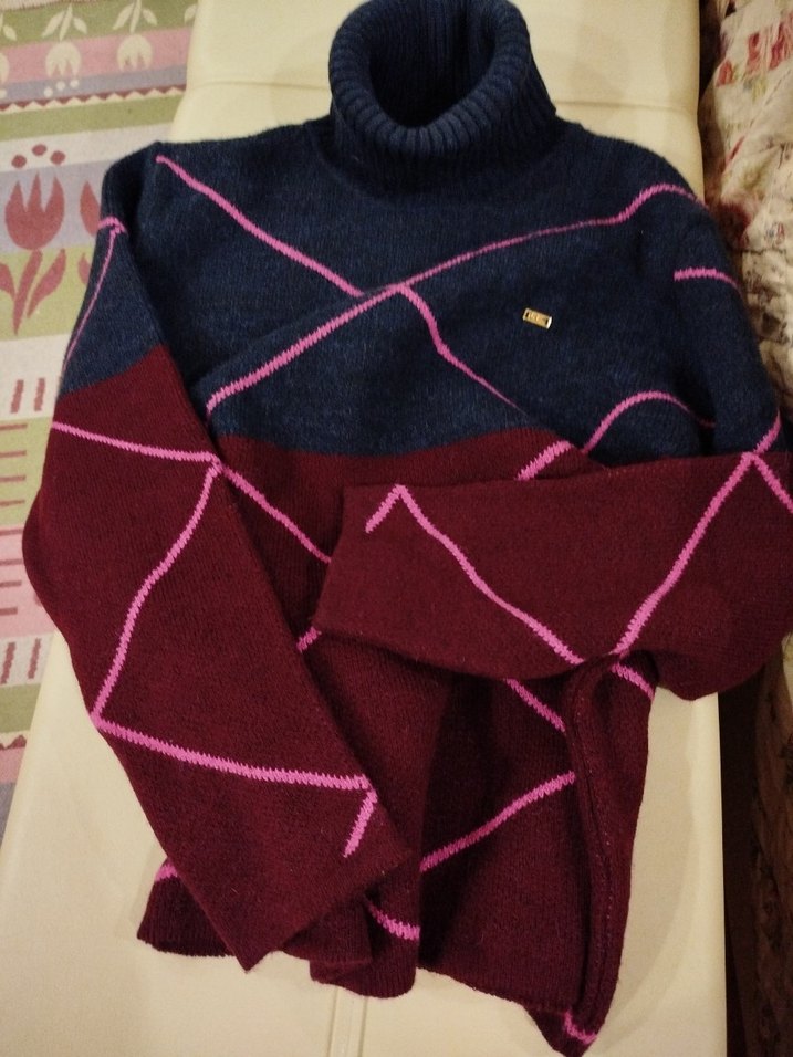 Bordo Lacivert  Balıkçı Triko Kadın Kazak - Görsel 3