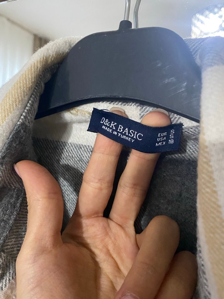 Düğmeli Gri Kareli Kadın Gömlek - Görsel 2