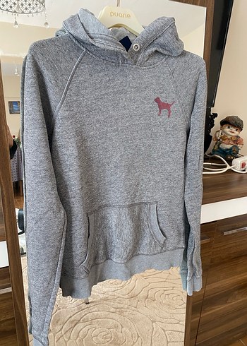 Gri Kapüşonlu Uzun Kollu Kadın Sweatshirt - Görsel 3