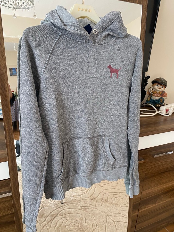 Gri Kapüşonlu Uzun Kollu Kadın Sweatshirt - Görsel 3