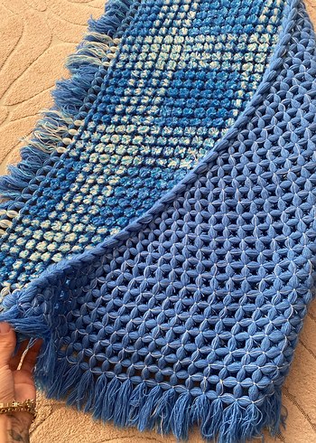 Mavi Örgü Kadın Şal - Görsel 3