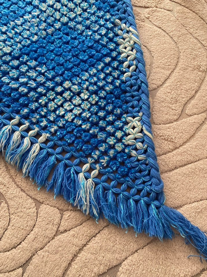 Mavi Örgü Kadın Şal - Görsel 2