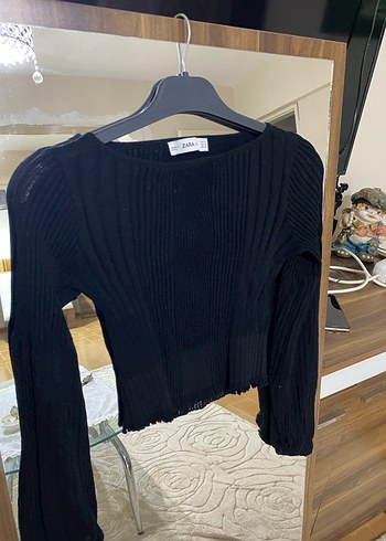 Kadın Siyah Piliseli Uzun Kollu Triko Kazak - Görsel 2