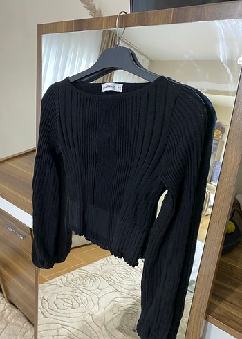 Kadın Siyah Piliseli Uzun Kollu Triko Kazak - Görsel 3