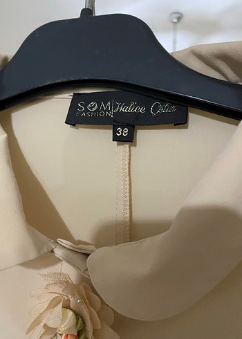 Bej Uzun Kollu Midi Kadın Gömlek - Görsel 4