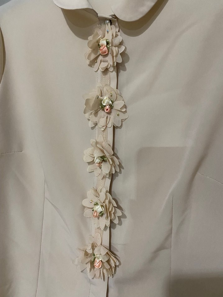 Bej Uzun Kollu Midi Kadın Gömlek - Görsel 2