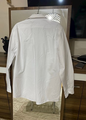 Düğmeli Beyaz Keten Erkek Gömlek - Görsel 5