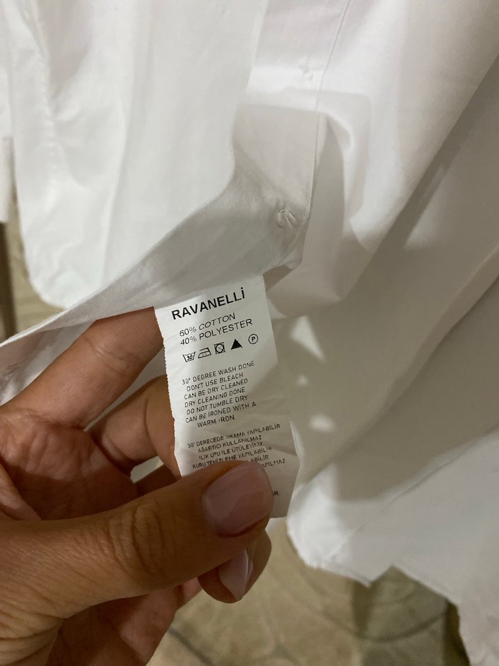 Düğmeli Beyaz Keten Erkek Gömlek - Görsel 3