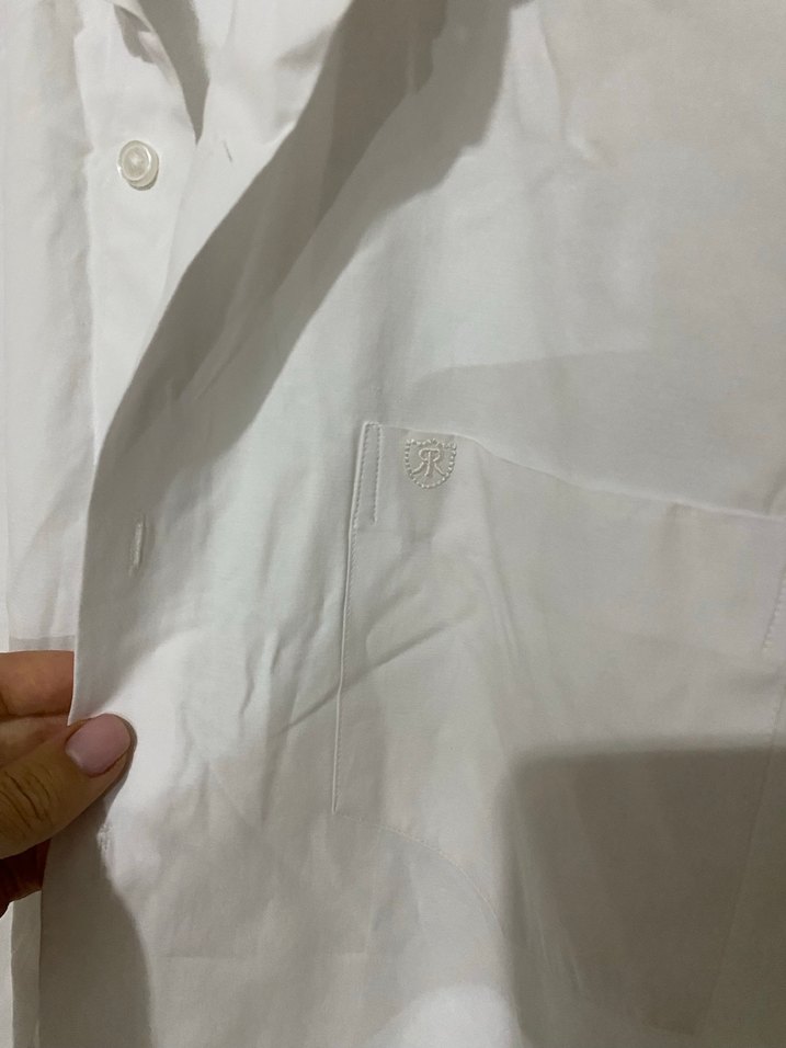 Düğmeli Beyaz Keten Erkek Gömlek - Görsel 2