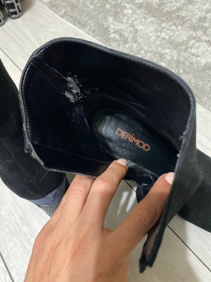 Siyah Süet Kadın Topuklu Bot - Görsel 3