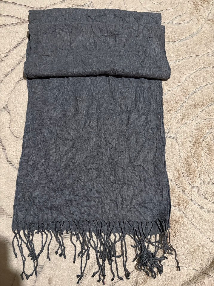 Gri Keten Kadın Şal - Görsel 2