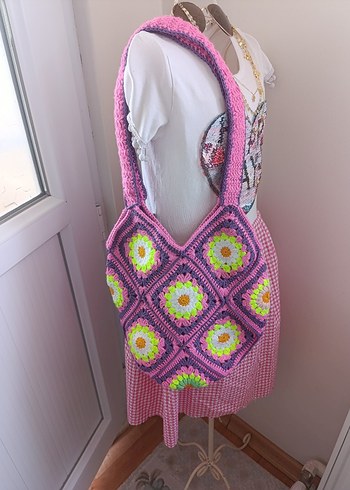 Mango Pembe Renkli motifli Kol Çantası