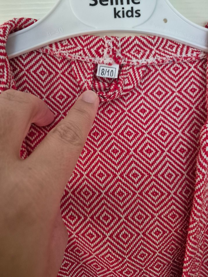 Bohem Tarzı Kırmızı Gri Bornoz - Görsel 4