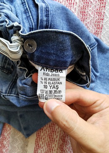 10 Yaş Beden Beli Lastikli Kız Çocuk Jean Pantolon