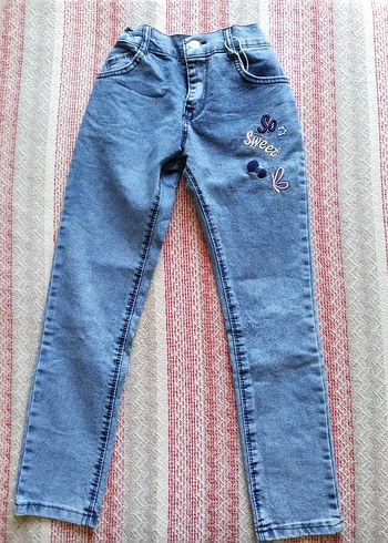 Beli Lastikli Kız Çocuk Jean Pantolon