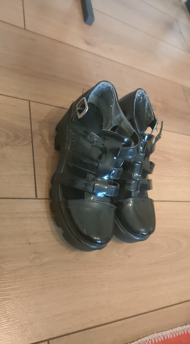 Siyah Rugan Tokalı Platform Topuklu Kadın Ayakkabı - Görsel 2