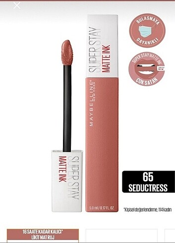 Maybelline superstay matte ink meşhur 65 numara seductress mat r