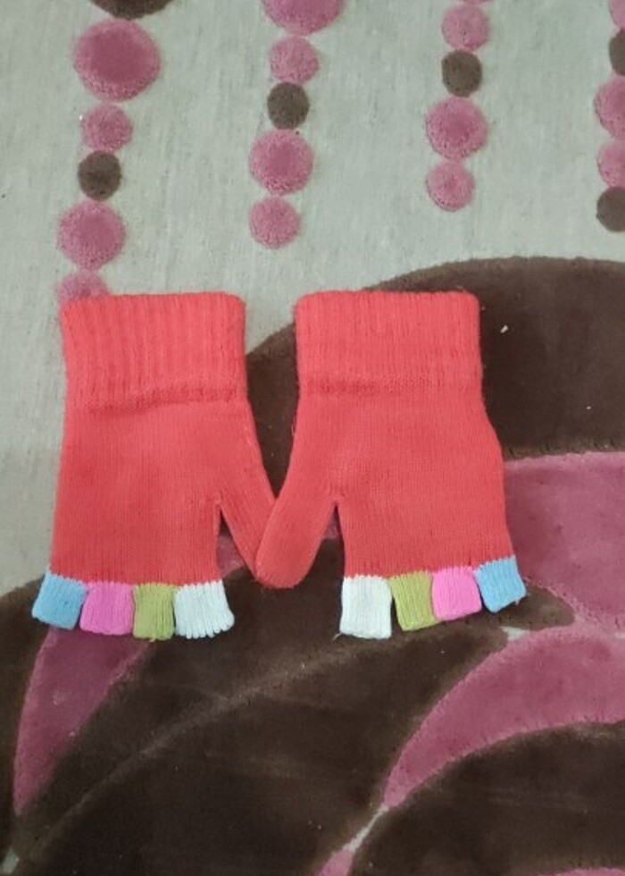 Kız çocukları için kışlık renkli eldiven 11 12 yaş içindir  - Görsel 2