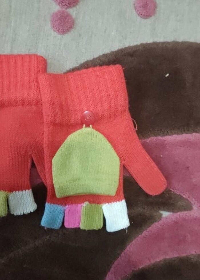 Kız çocukları için kışlık renkli eldiven 11 12 yaş içindir  - Görsel 3