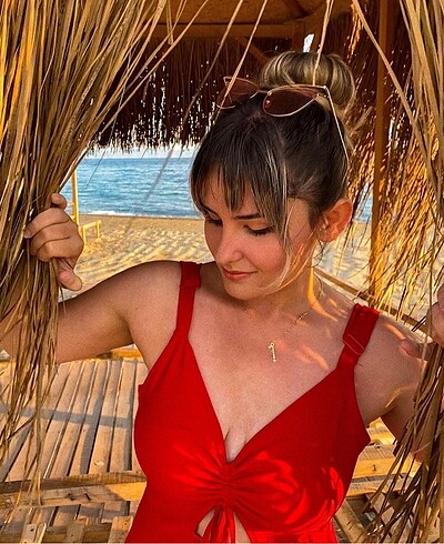 l Beden kırmızı Renk Pencere detay tulum