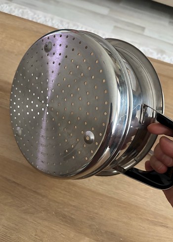 Delikli iç hazneli gri tencere amc süzgeç - Görsel 2