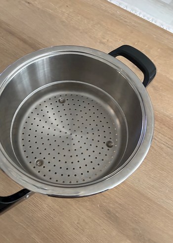 Delikli iç hazneli gri tencere amc süzgeç - Görsel 4