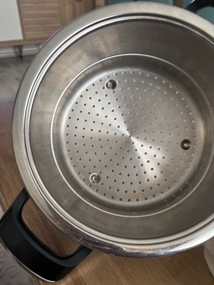 Delikli iç hazneli gri tencere amc süzgeç - Görsel 5