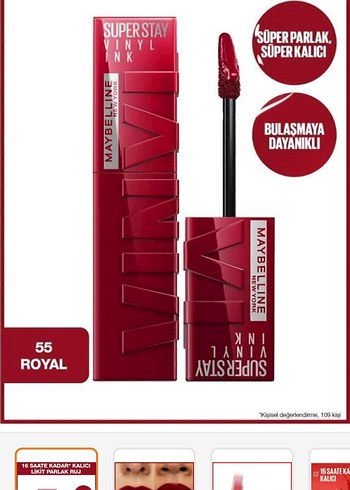 Maybelline Superstay Vinil Ruj 55 Royal Bordo