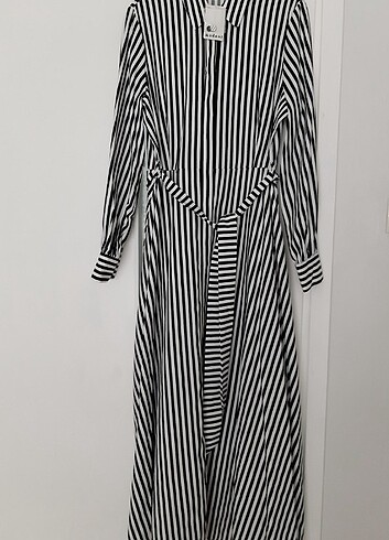 42 Beden siyah Renk Kadın uzun poplin kumaş elbise
