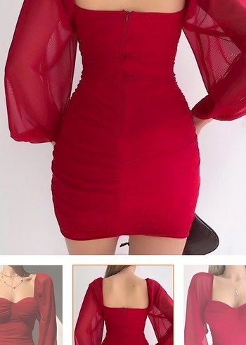 Kırmızı Mini Elbise - Görsel 2