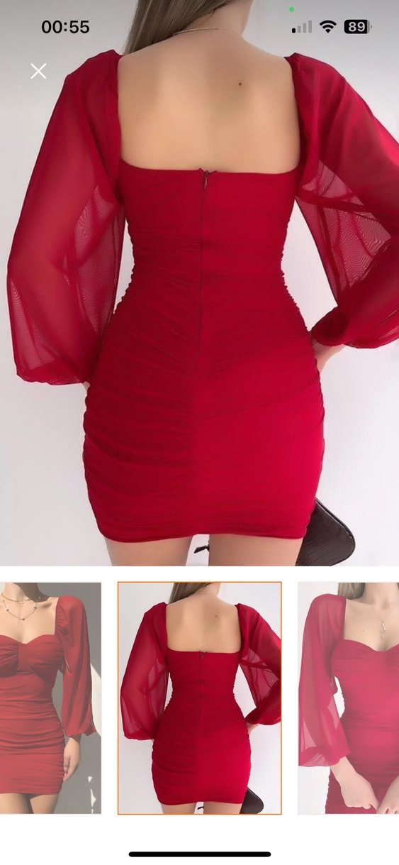 Kırmızı Mini Elbise - Görsel 2