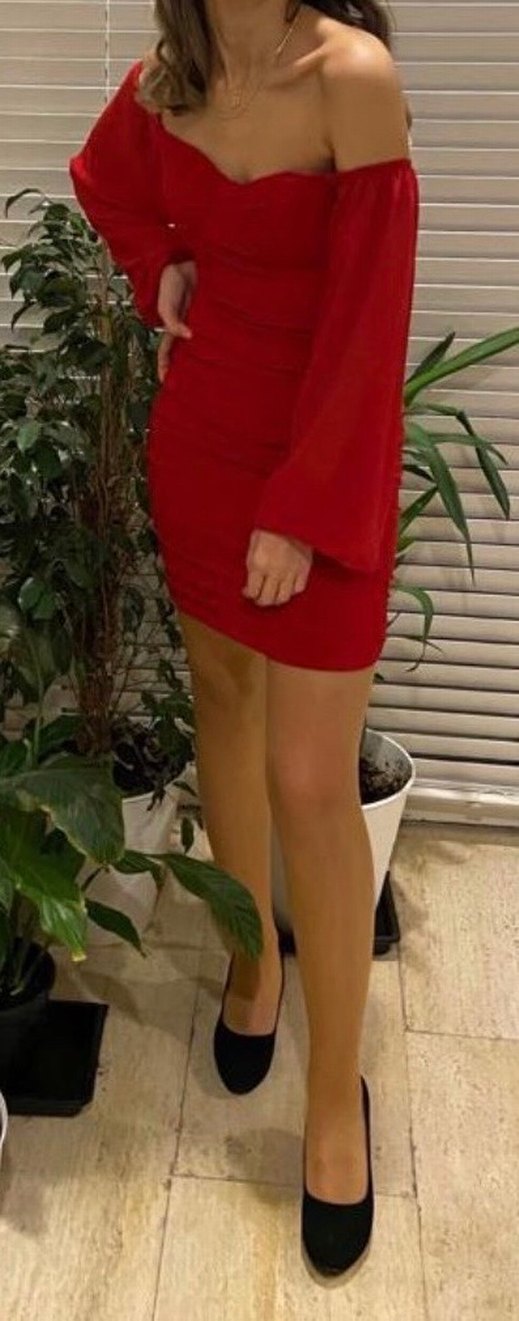 Kırmızı Mini Elbise - Görsel 3