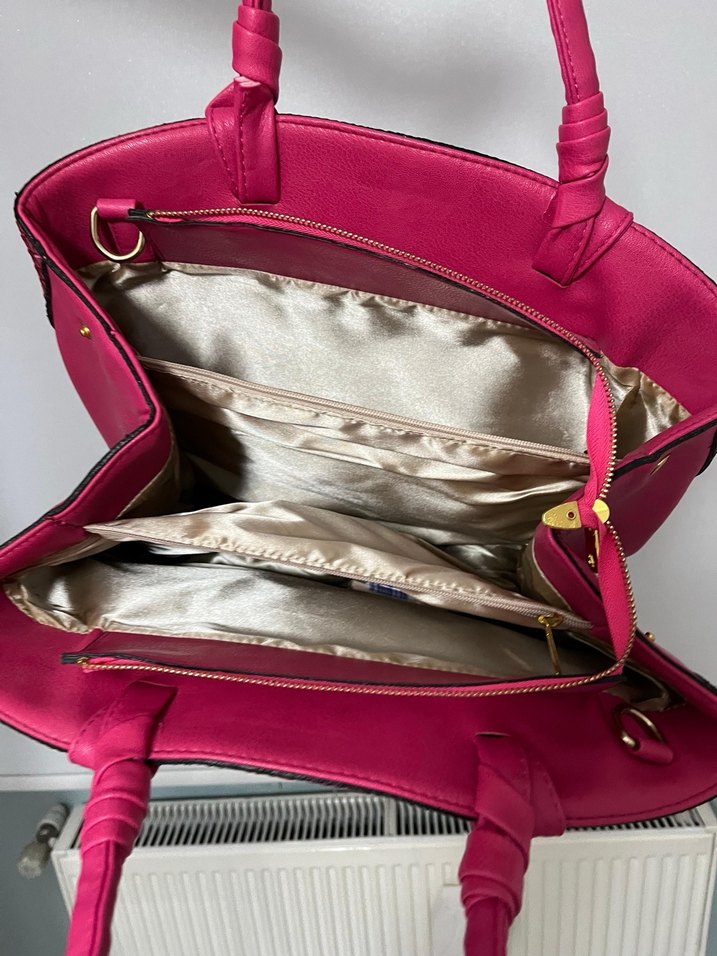 Yılan Desenli Pembe Deri Kadın Çanta - Görsel 5