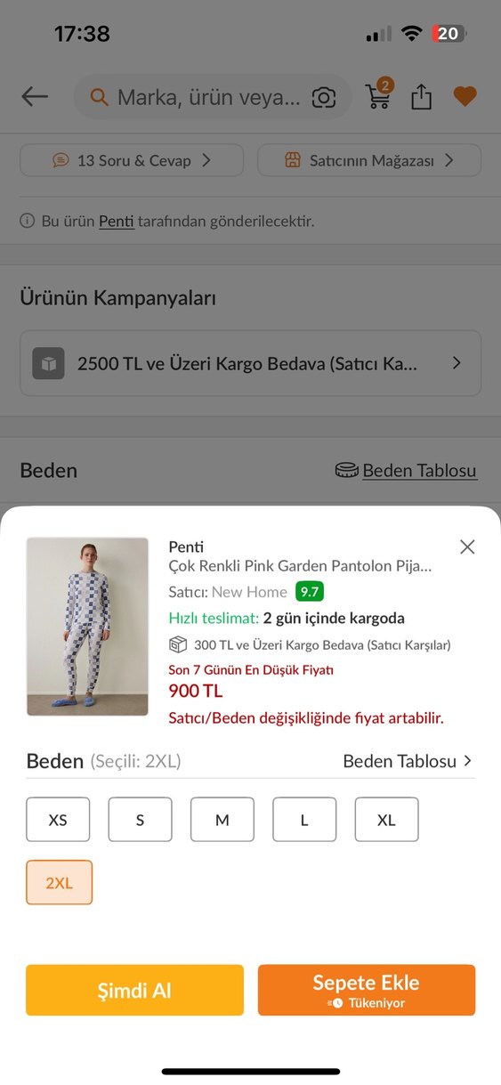 Penti Çok Renkli 2XL Kadın Pijama Takımı - Görsel 5