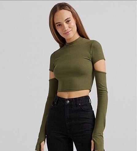 Bershka haki crop