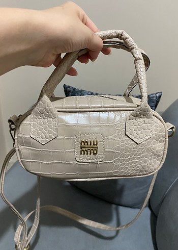 Bej Deri Yılan Desenli Kadın Çanta - Görsel 3