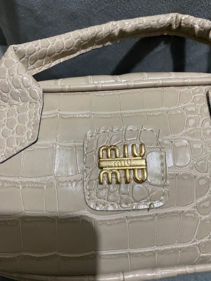 Bej Deri Yılan Desenli Kadın Çanta - Görsel 2