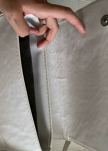 Beyaz Deri Kadın Çanta - Görsel 5