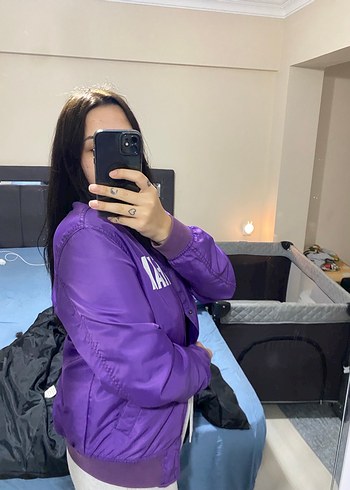 Kadın Mor Parlak Midi Spor Ceket - Görsel 2