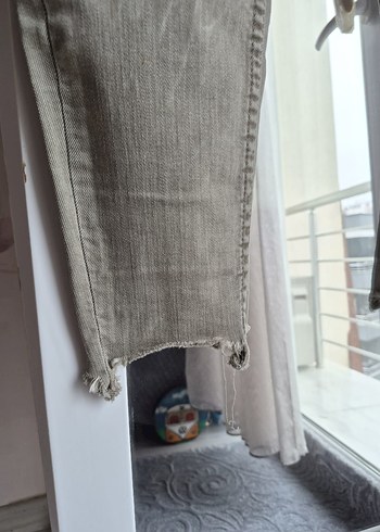 Gri yeşil Kadın Denim Normal Boy Dar Kesim Pantolon - Görsel 2