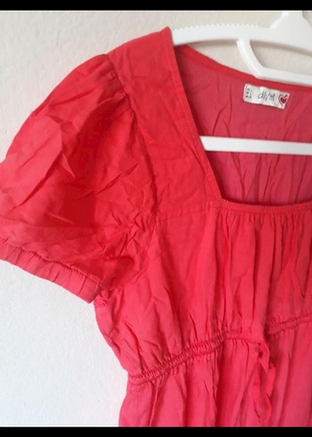 Pembe Midi Bohem V Yakalı Keten Elbise - Görsel 4