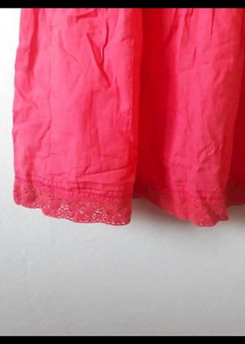 Pembe Midi Bohem V Yakalı Keten Elbise - Görsel 5