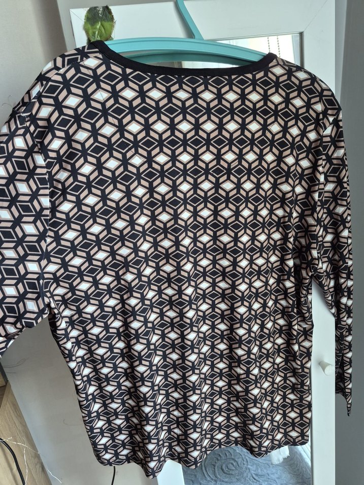 Kadın Kahverengi Desenli Fermuarlı Bluz - Görsel 4