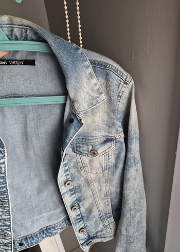 Kadın Mavi Denim Ceket Düğmeli - Görsel 4