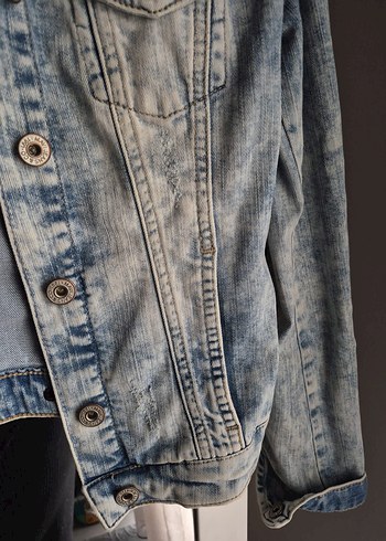 Kadın Mavi Denim Ceket Düğmeli - Görsel 5