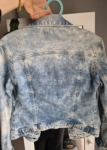 Kadın Mavi Denim Ceket Düğmeli - Görsel 2