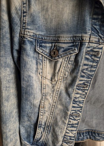 Kadın Mavi Denim Ceket Düğmeli - Görsel 3