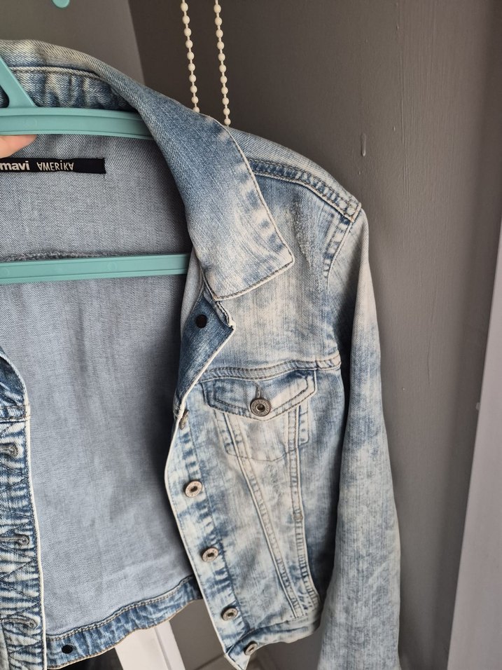 Kadın Mavi Denim Ceket Düğmeli - Görsel 4