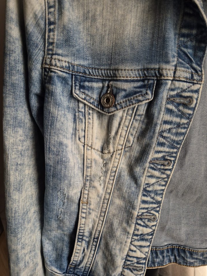 Kadın Mavi Denim Ceket Düğmeli - Görsel 3